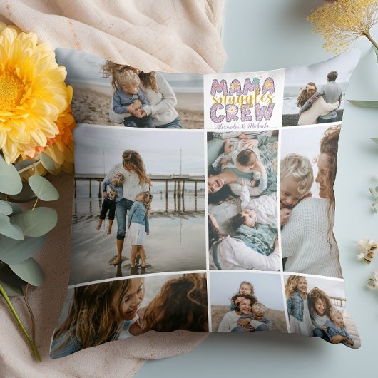 Mama Snuggle Crew Floral 8 Photo Collage クッション