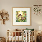 Mama Sparrow and Chicks Nursery ポスター