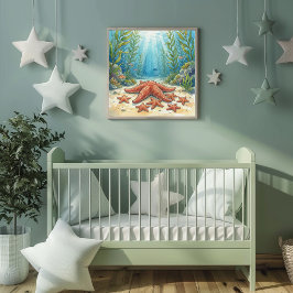Mama Starfish and Babies Nursery ポスター