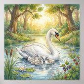 Mama Swan and Cygnets Nursery ポスター (正面)