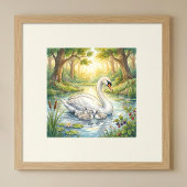 Mama Swan and Cygnets Nursery ポスター