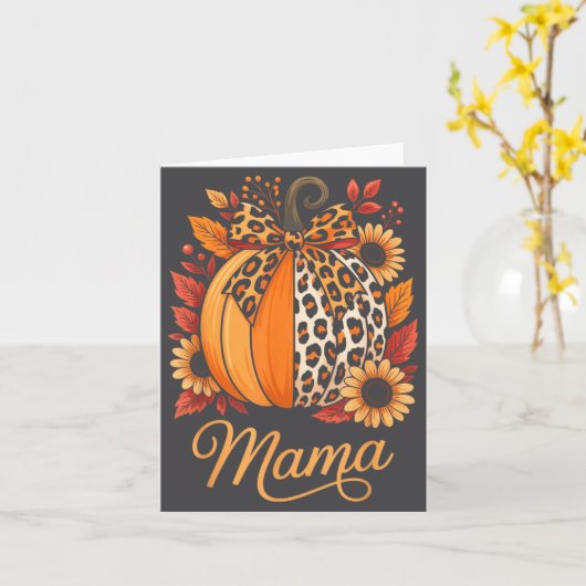 Mama Thanksgiving Leopard Pumpkin Sunflower Coquet カード (黄色い花)