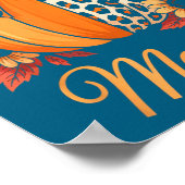 Mama Thanksgiving Leopard Pumpkin Sunflower Coquet ポスター (角)