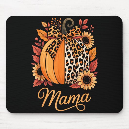 Mama Thanksgiving Leopard Pumpkin Sunflower Coquet マウスパッド (正面)
