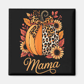 Mama Thanksgiving Leopard Pumpkin Sunflower Coquet マグネット (正面)