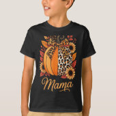 Mama Thanksgiving Leopard Pumpkin Sunflower Coquet Tシャツ (正面)