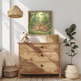 Mama Tiger and Cubs Nursery ポスター