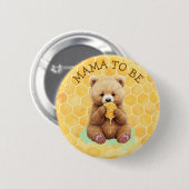 Mama to Be | 熊の男の子のベビーシャワーデザイン 缶バッジ (正面&裏面)