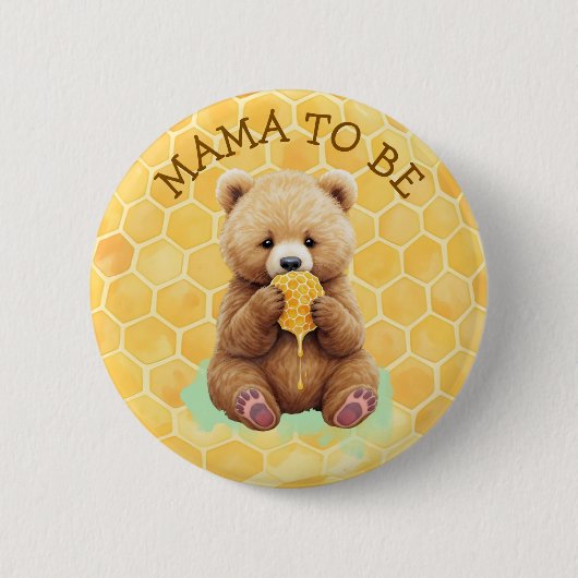 Mama to Be | Bear themed Boy's Baby Shower 缶バッジ (正面)