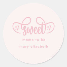 Mama To Be Pink Baby Shower Favor Sticker ラウンドシール