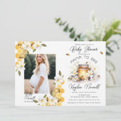 Mama to Bee花ハチ蜂蜜フォトベビーシャワー 招待状 (スタンド正面)