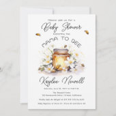 Mama to Bee花ハチ蜂蜜フォトベビーシャワー 招待状 (正面)