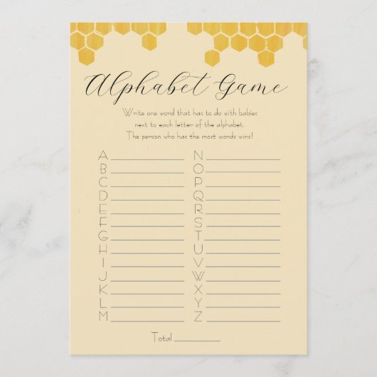 Mama to Bee Baby Shower Game 招待状 (正面)