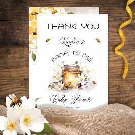 Mama to Bee Flowers and Bees Honey Baby Shower サンキューカード