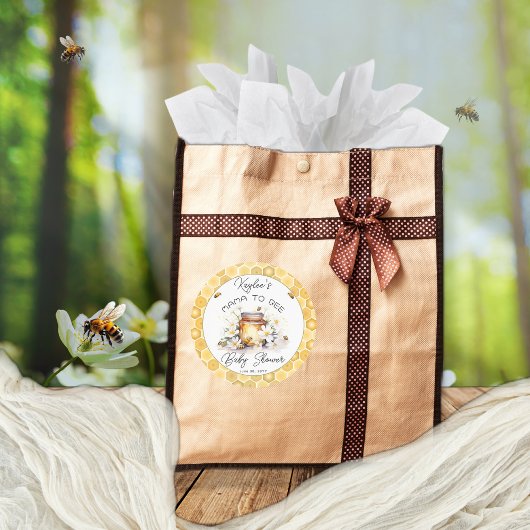 Mama to Bee Flowers and Bees Honey Baby Shower ラウンドシール