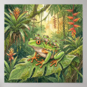 Mama Tree Frog and Froglets Nursery ポスター (正面)