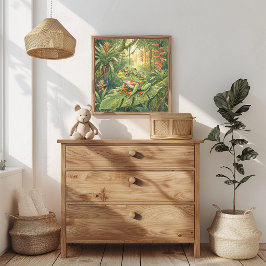 Mama Tree Frog and Froglets Nursery ポスター