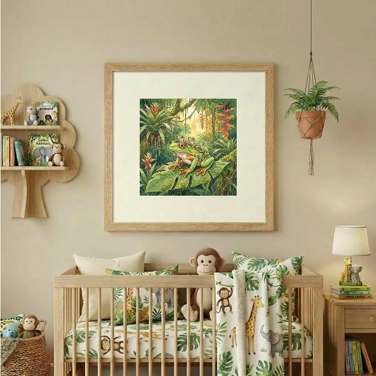Mama Tree Frog and Froglets Nursery ポスター
