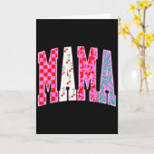 Mama Trendy Checkered Cherries Bow Halloween Famil カード (黄色い花)
