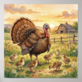 Mama Turkey and Poults Nursery ポスター (正面)