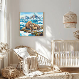 Mama Walrus and Calf Nursery ポスター