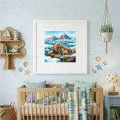Mama Walrus and Calf Nursery ポスター
