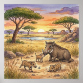 Mama Warthog and Piglets Nursery Poster ポスター (正面)