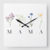 Mama Wild Floral Mother’s Day or Birthday Gift スクエア壁時計 (正面)