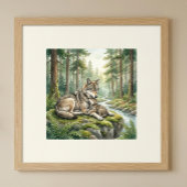 Mama Wolf and Her Adorable Cub Nursery ポスター