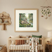 Mama Wolf and Her Adorable Cub Nursery ポスター