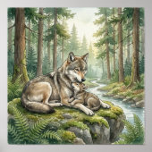Mama Wolf and Her Adorable Cub Nursery ポスター (正面)
