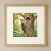 Mama Woodpecker and Chicks Nursery ポスター