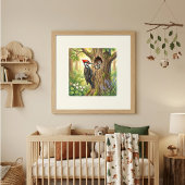 Mama Woodpecker and Chicks Nursery ポスター