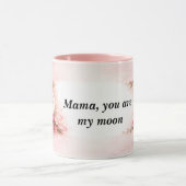 Mama You Are My Moon Pink Floral Moon Mug マグカップ (中央)