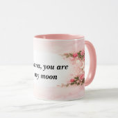 Mama You Are My Moon Pink Floral Moon Mug マグカップ (正面右)