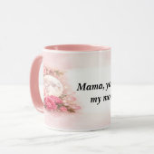Mama You Are My Moon Pink Floral Moon Mug マグカップ (正面左)