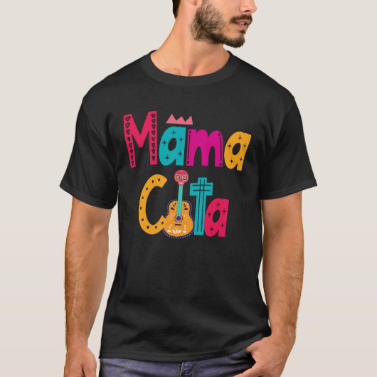 Mamacita Mariachi Guitarrón And Sugar Skull Cinco  Tシャツ (正面)