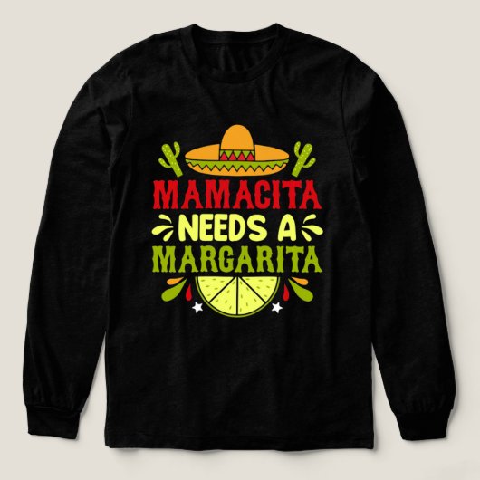 mamacita-needs-margarita-cinco-de-mayo-typography- トライブレンドＴシャツ (デザイン正面)