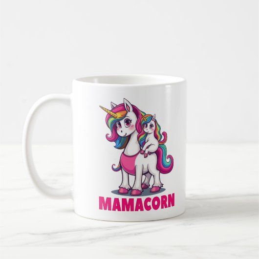 Mamacorn – 魔法の一角獣ママ コーヒーマグカップ (左)