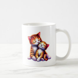 Maman chat et son chaton font des câlins. コーヒーマグカップ