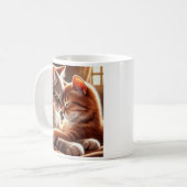 Maman chat et son chaton tout mignon. コーヒーマグカップ (正面左)