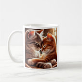 Maman chat et son chaton tout mignon. コーヒーマグカップ (左)
