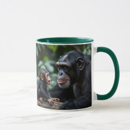Maman chimpanzé observe tendrement son bébé. マグカップ