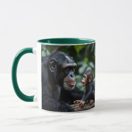 Maman chimpanzé observe tendrement son bébé. マグカップ