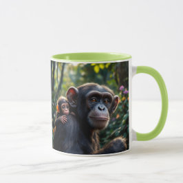 Maman chimpanzé promène son bébé. マグカップ