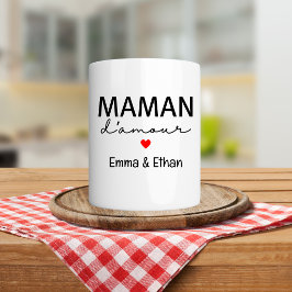 Maman d'amour je t'aime prénom à personnaliser コーヒーマグカップ