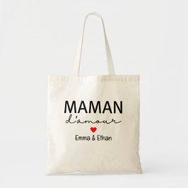 Maman d'amour je t'aime prénom à personnaliser トートバッグ