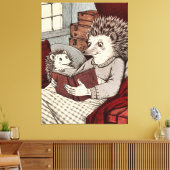 Maman hérison lisant un livre キャンバスプリント (インサイチュ (リビング))