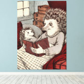 Maman hérison lisant un livre キャンバスプリント (インサイチュ (ウッドフロア))