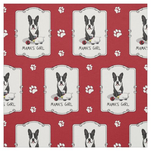 Mama's Girl #2 Boston Terrier （黒） - Cute Dog ファブリック (見本)